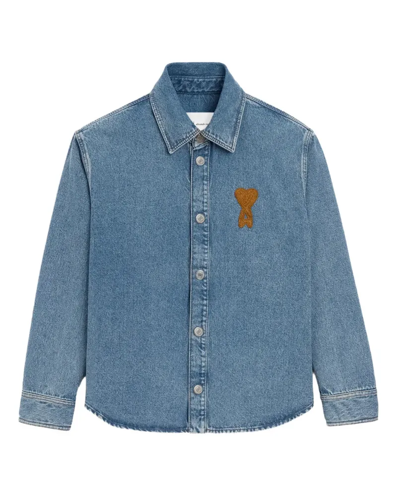 AMI Paris Hemdjacke aus Denim mit Logo - Blau Blau