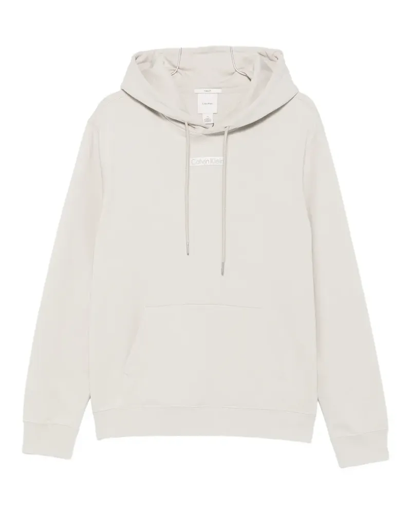 Calvin Klein logo-patch drawstring hoodie - Nude Nude
