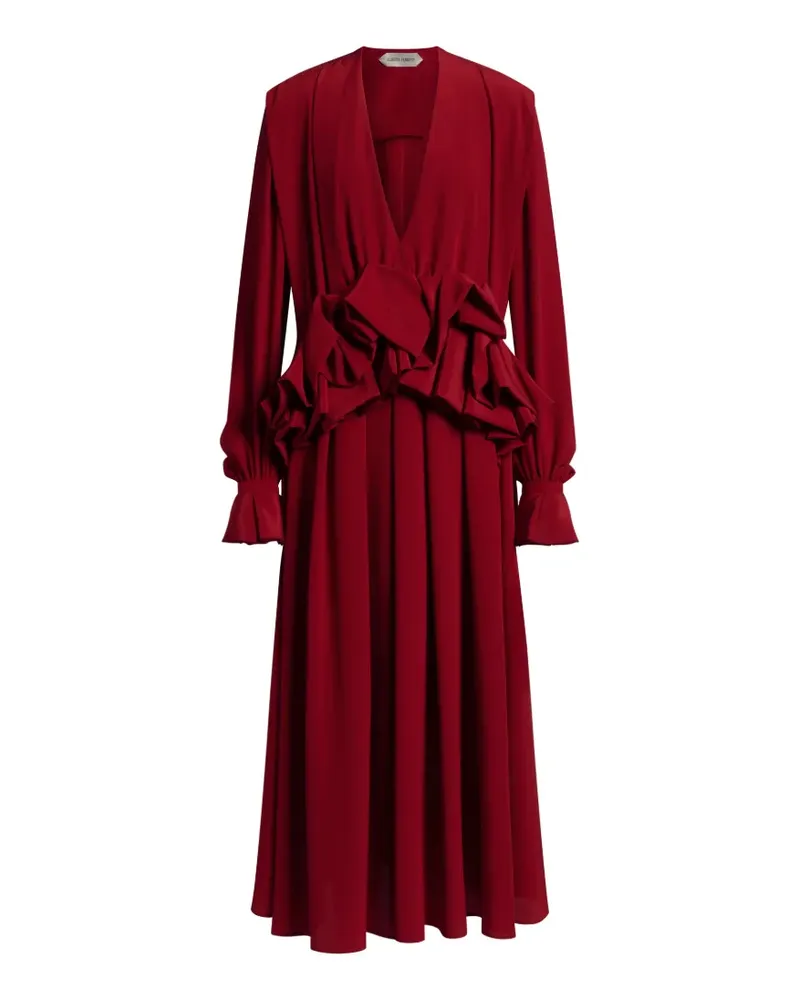 Alberta Ferretti Kleid mit V-Ausschnitt - Rot Rot