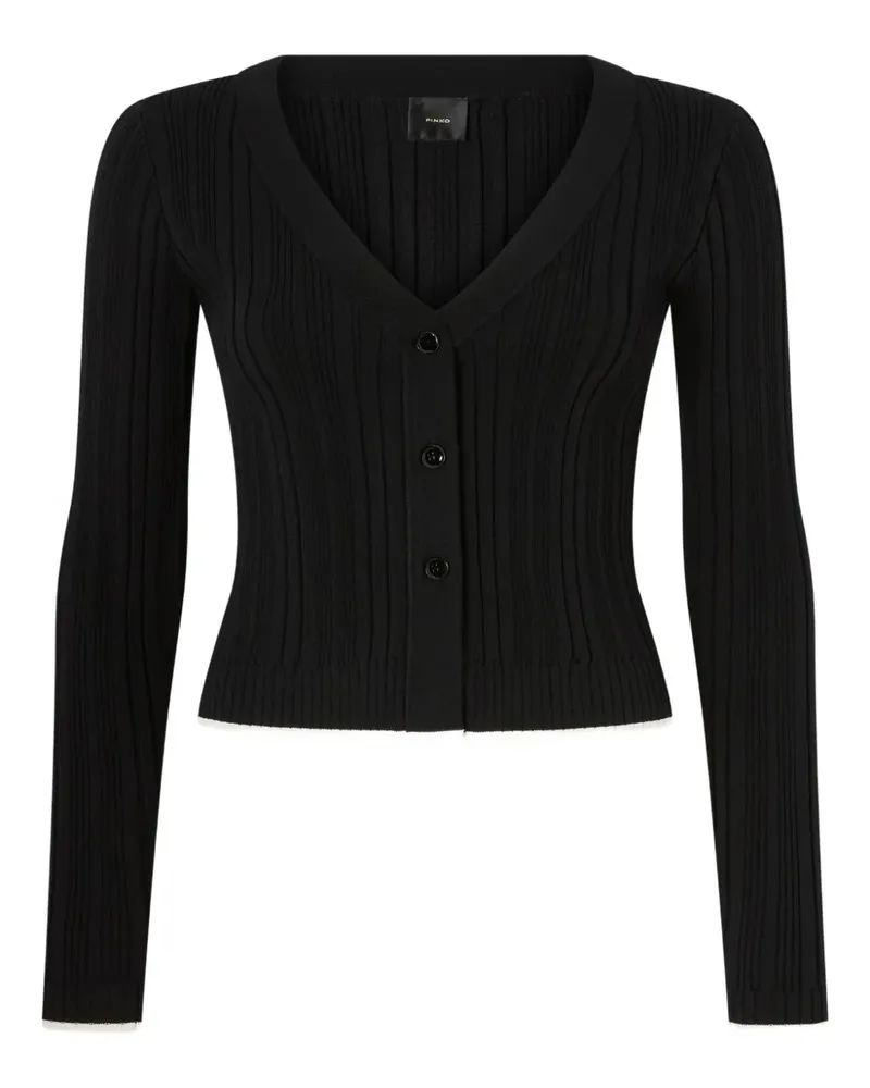 Pinko Gerippter Cardigan mit V-Ausschnitt - Schwarz Schwarz