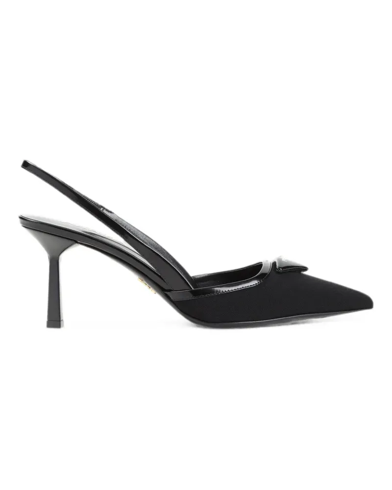 Prada Slingback-Pumps mit Logo-Schild - Schwarz Schwarz