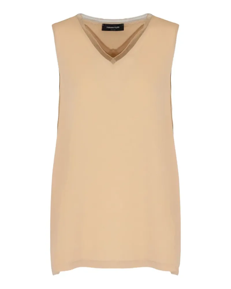 Fabiana Filippi V-neck tulle top - Nude Nude