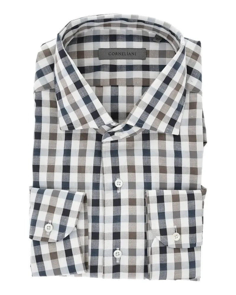 Corneliani checked french-collar shirt - Weiß Weiß