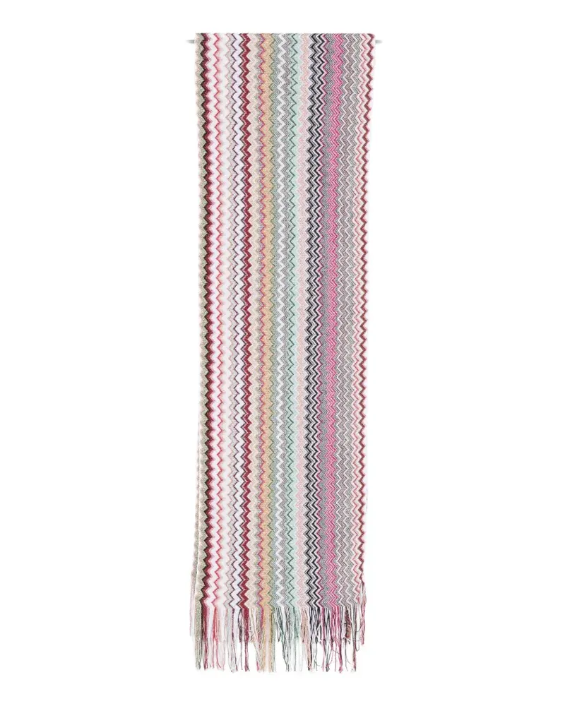 Missoni zig-zag fringed scarf - Weiß Weiß
