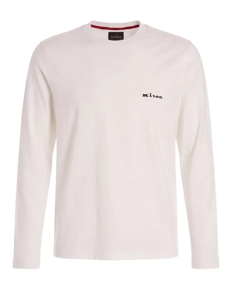 Kiton Langarmshirt mit Logo-Stickerei - Weiß Weiß