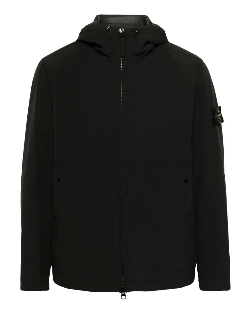 Stone Island Kapuzenjacke mit Logo-Patch - Schwarz Schwarz