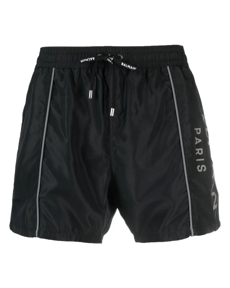 Balmain Badeshorts mit Logo-Print - Schwarz Schwarz
