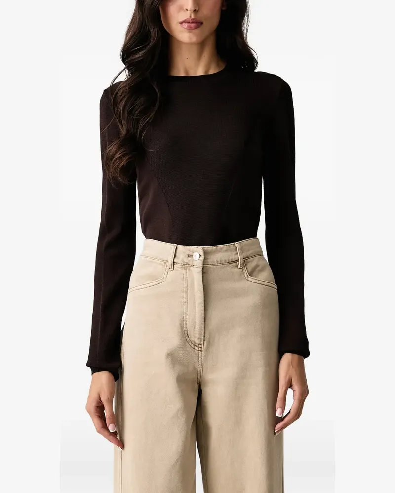 Armani Exchange logo-embroidered ribbed-knit sweater - Braun Braun