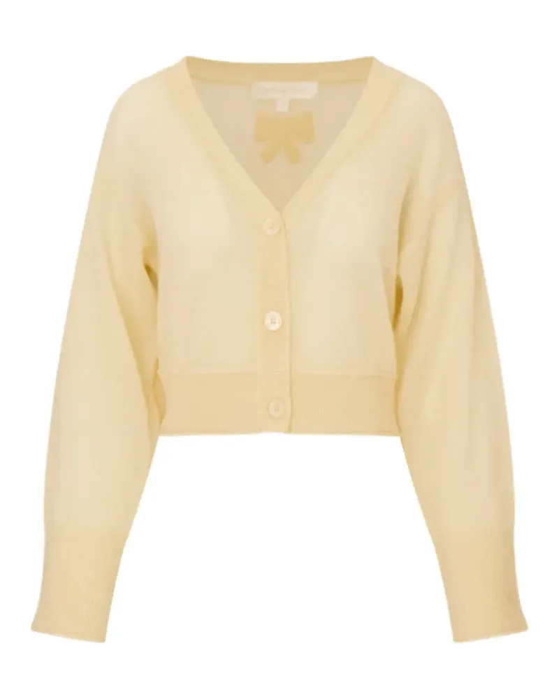 LoveShackFancy Lawrence bow-patch cashmere cardigan - Gelb Gelb