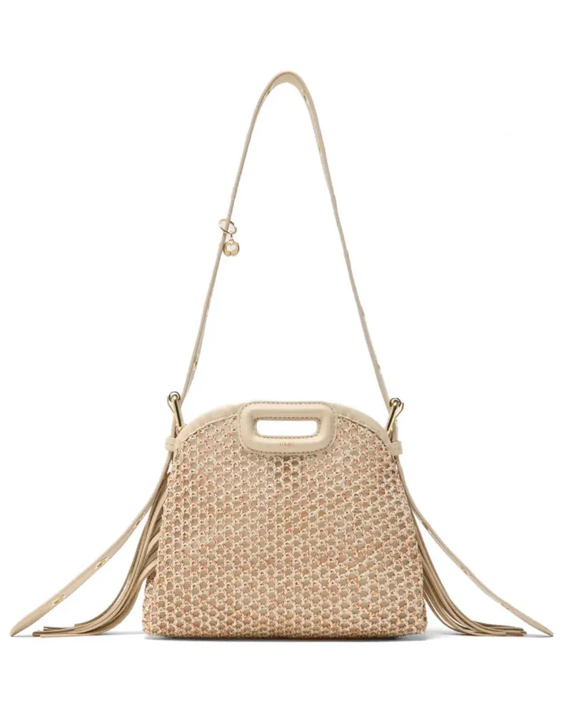 Maje fringed crochet-knit mini bag - Nude Nude
