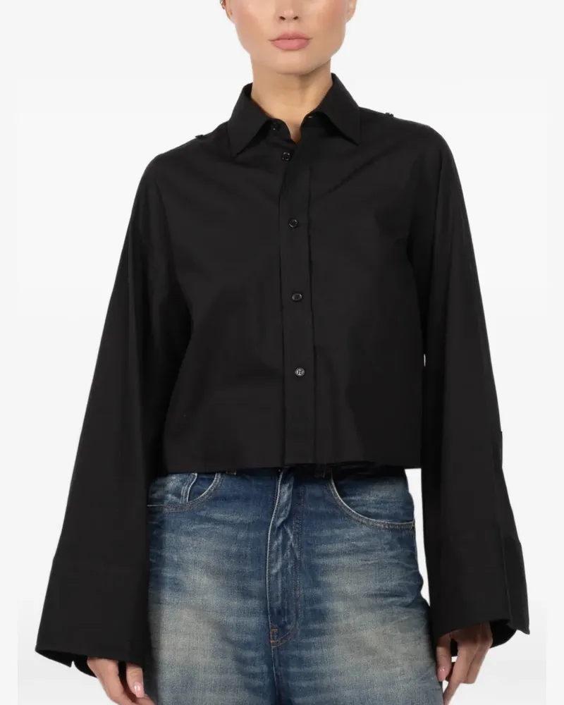 Maison Margiela bell-sleeve cropped shirt - Schwarz Schwarz