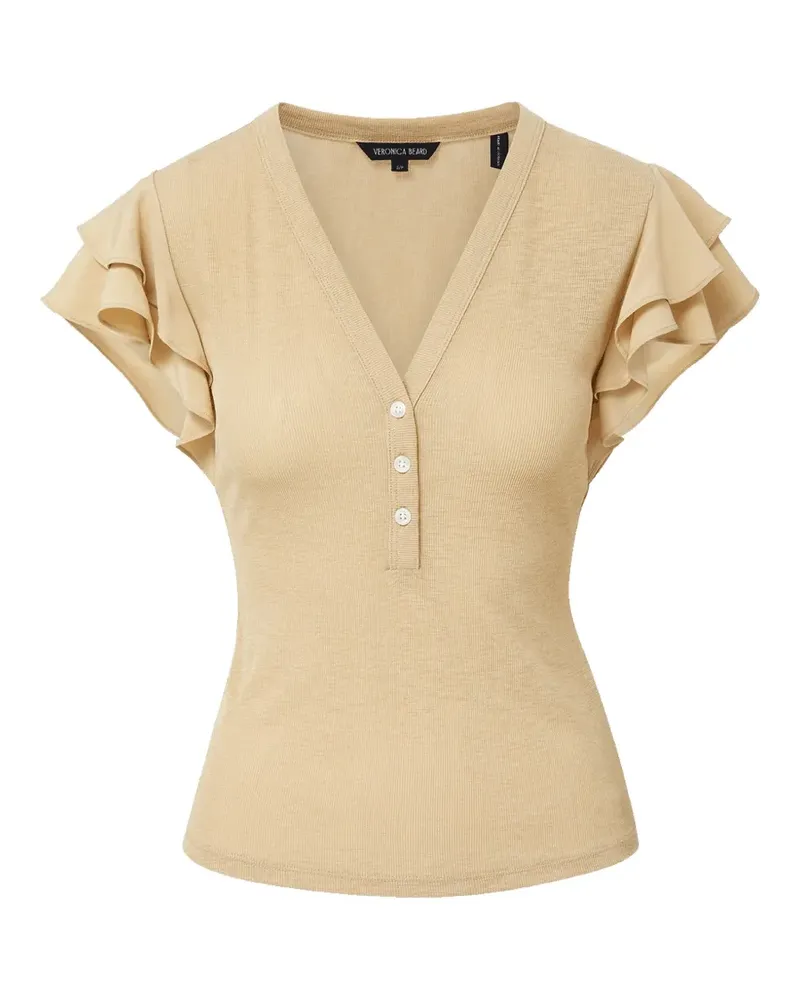 Veronica Beard Aphrodite ruffled polo top - Nude Nude