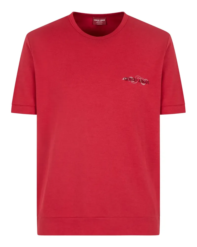 Giorgio Armani T-Shirt mit Logo-Stickerei - Rot Rot