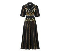 Juniper Wickelkleid mit Blumenstickerei - Schwarz