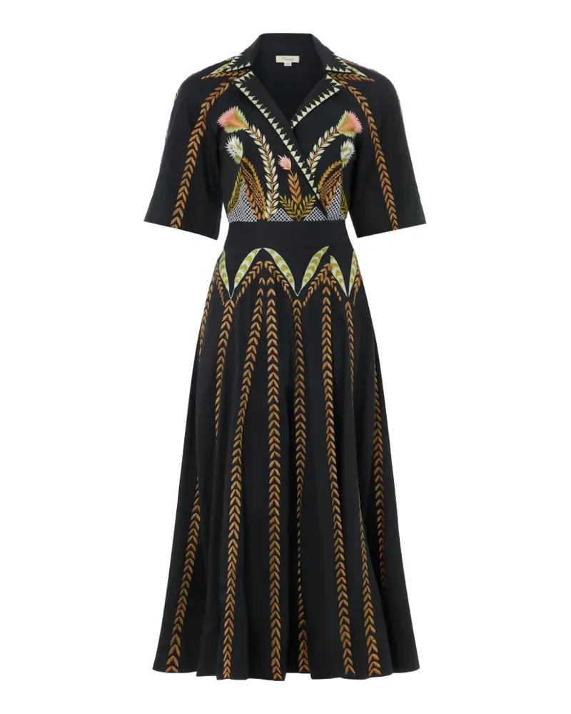 Temperley London Juniper floral-embroidered wrap dress - Schwarz Schwarz