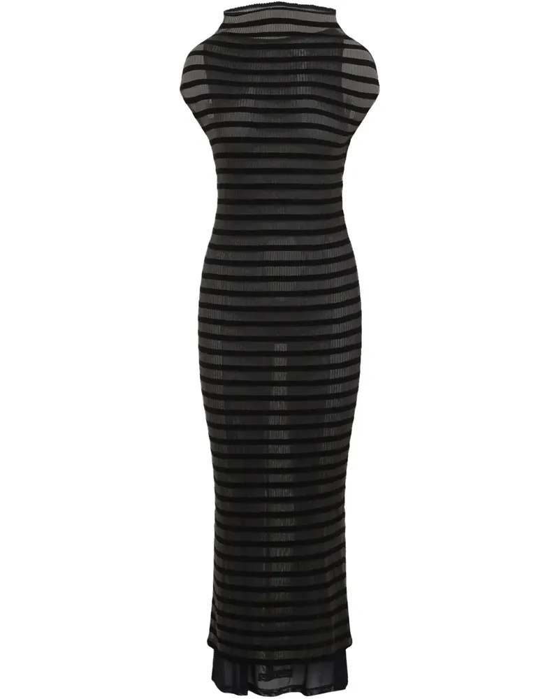 Jean Paul Gaultier Gestreiftes Maxikleid - Schwarz Schwarz