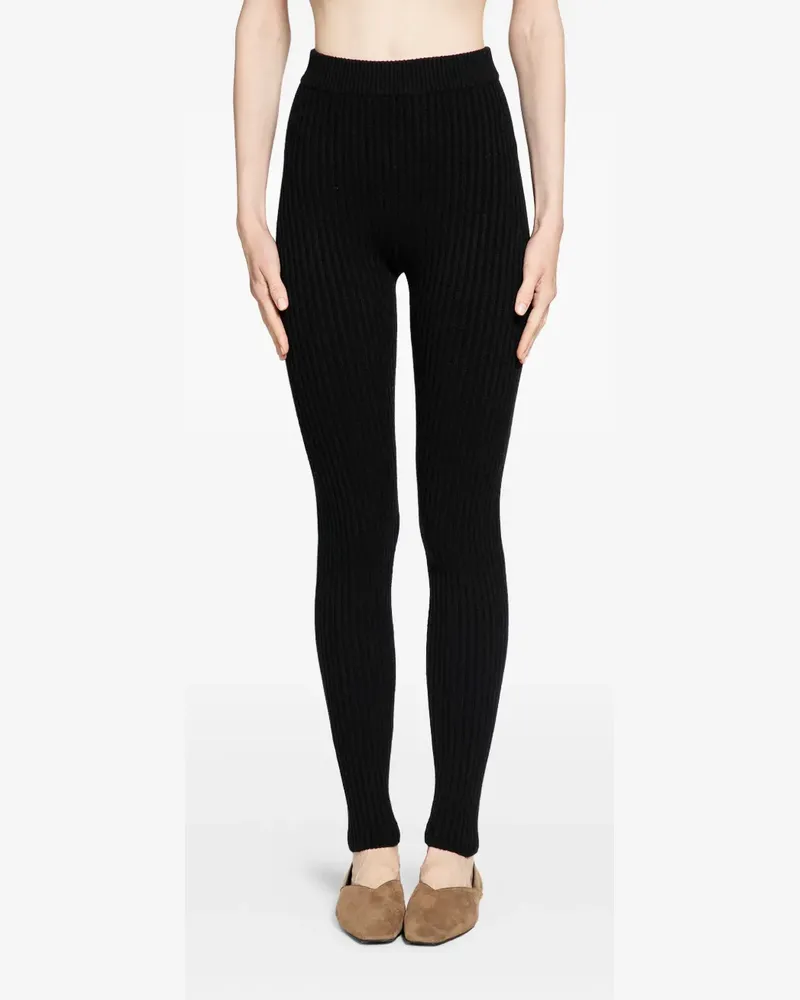 Max Mara Gerippte Leggings - Schwarz Schwarz