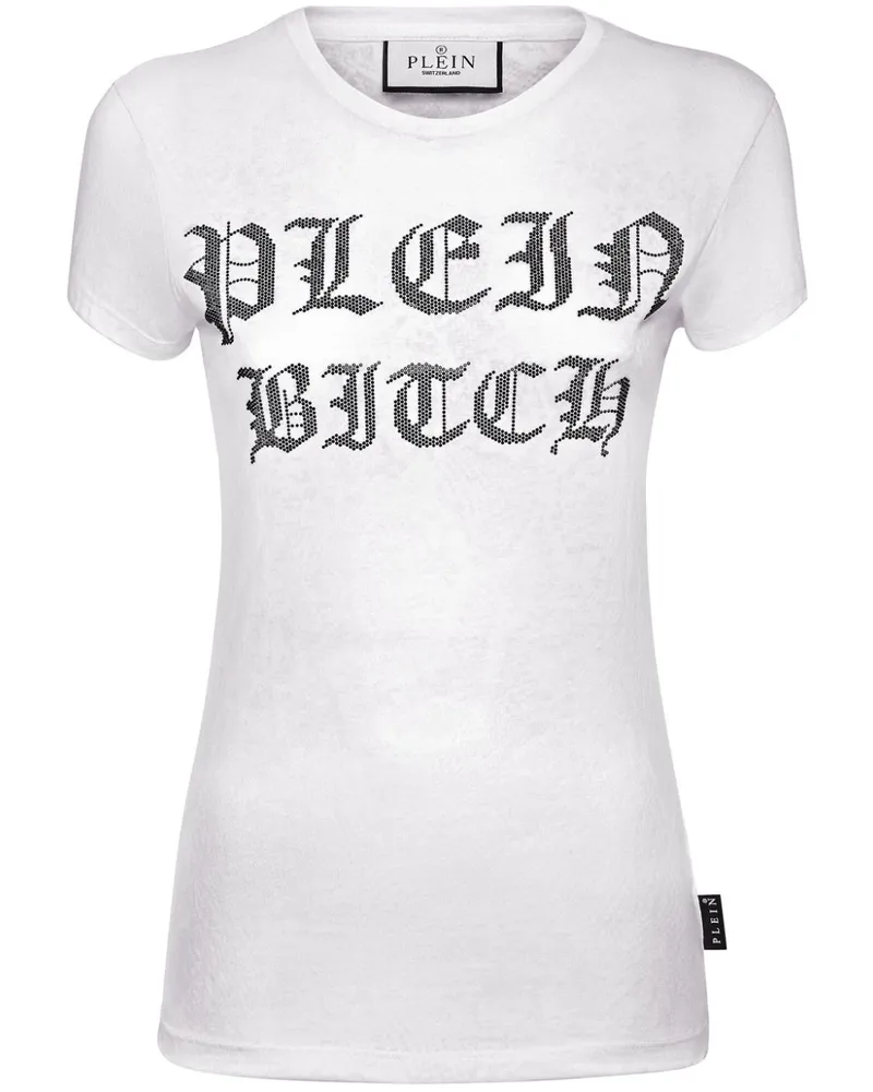Philipp Plein Sexy Pure Gothic Plein T-Shirt mit Kristallen - Weiß Weiß