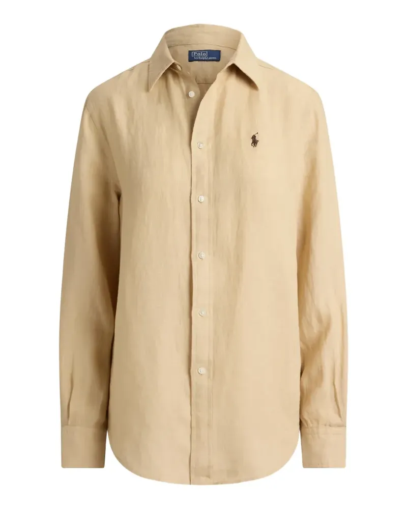 Ralph Lauren Pony-embroidered linen shirt - Nude Nude