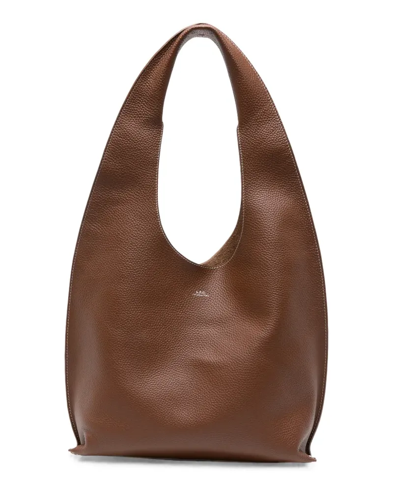 A.P.C. grained-leather shoulder bag - Braun Braun