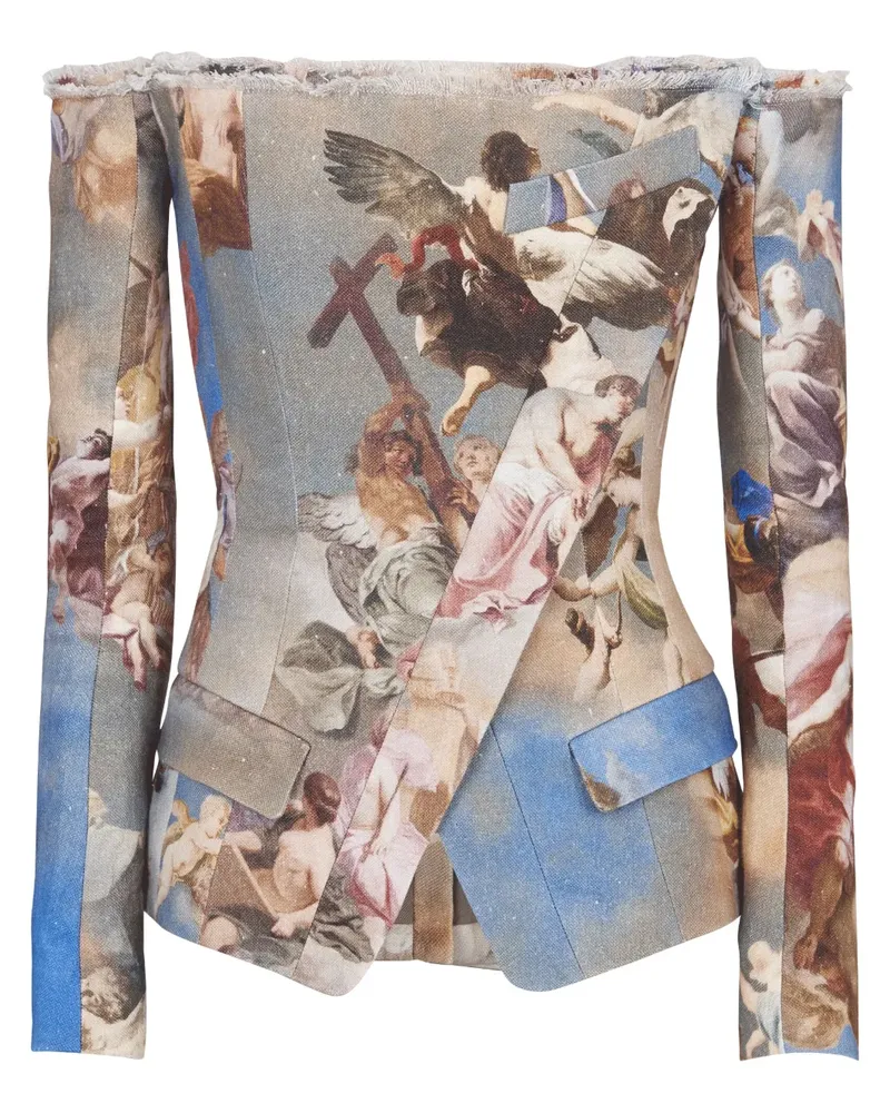 Balmain Schulterfreie Jacke mit Print - Mehrfarbig Mehrfarbig