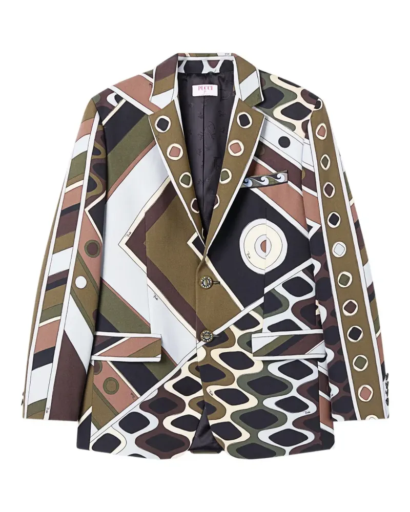 Emilio Pucci Oversized-Jacke mit Vivara-Print aus kühler Wolle - Grün Grün
