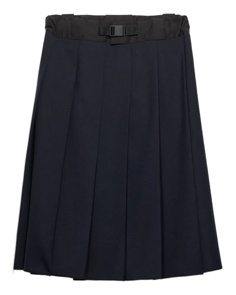 Prada Falten-Midirock mit Schnallengürtel - Blau Blau
