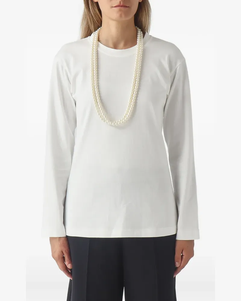 MEIMEIJ faux-pearl long-sleeve T-shirt - Weiß Weiß