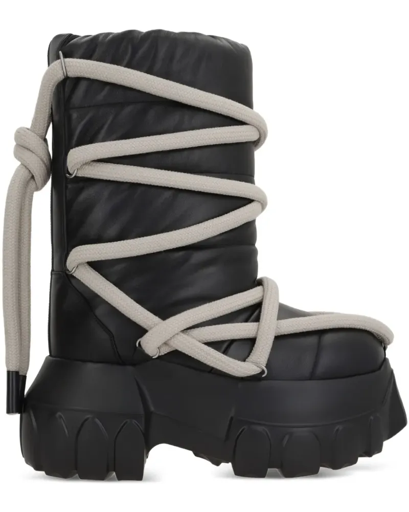 Rick Owens Gesteppte Schnürstiefel - Schwarz Schwarz