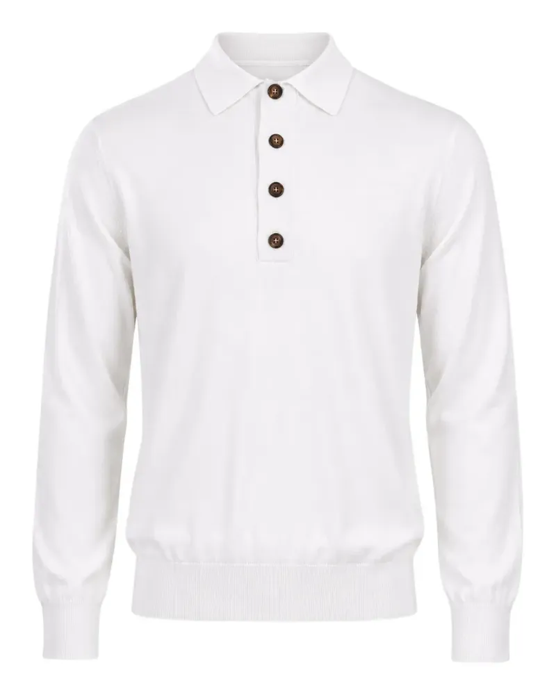 Eleventy Langärmeliges Poloshirt - Weiß Weiß