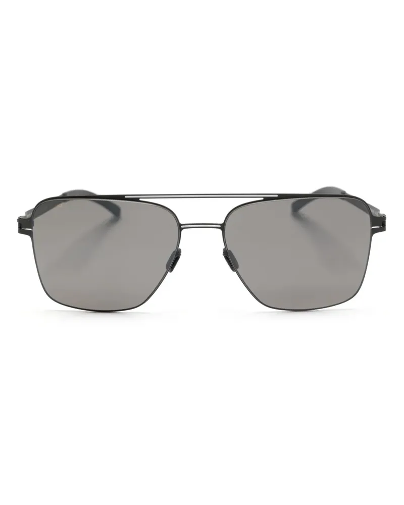 Mykita Eckige Sonnenbrille mit Doppelsteg - Schwarz Schwarz