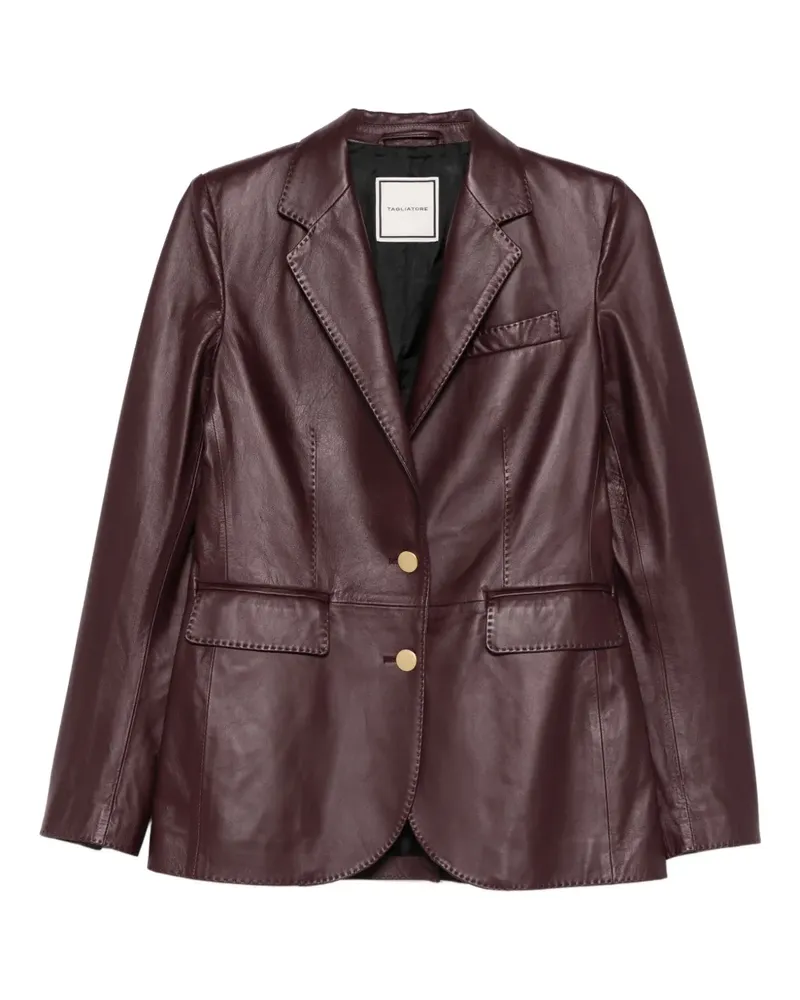 Tagliatore Lederjacke mit Knopfleiste - Rot Rot