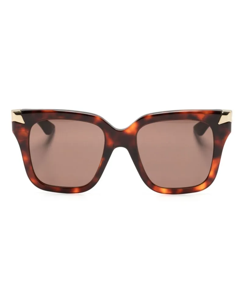Alexander McQueen Sonnenbrille mit eckigem Gestell - Braun Braun