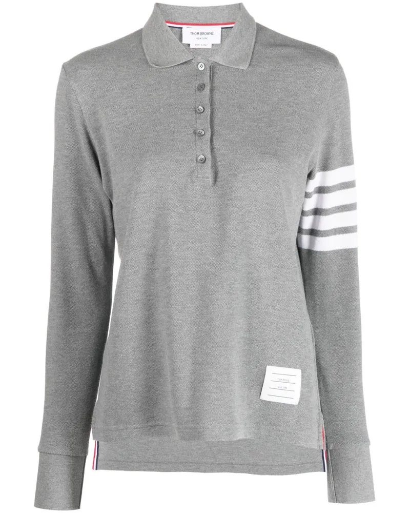 Thom Browne Langärmeliges Poloshirt - Grau Grau