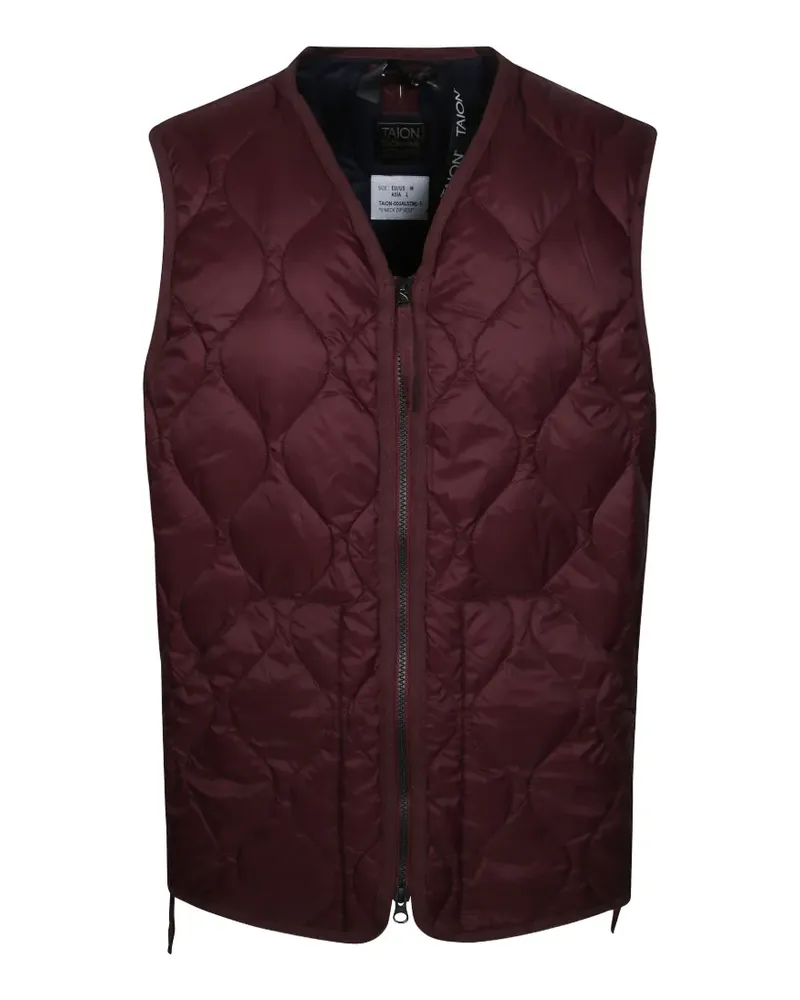 TAION Military quilted V-neck zip-up gilet - Rot Rot