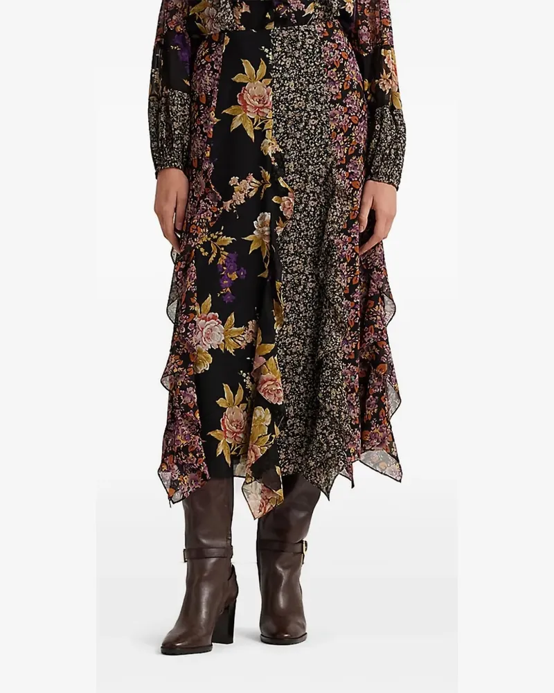 Ralph Lauren Midirock mit Rüschen - Schwarz Schwarz
