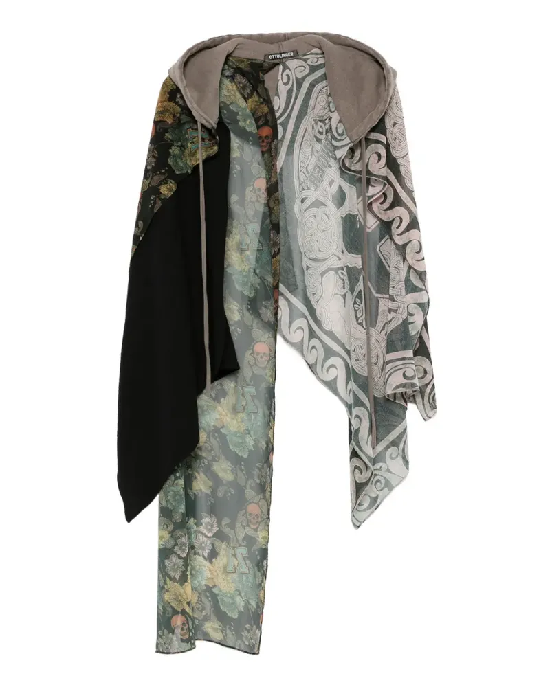 OTTOLINGER Kapuzenschal mit Blumenprint - Schwarz Schwarz