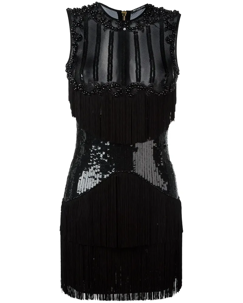 Balmain Verziertes Minikleid - Schwarz Schwarz