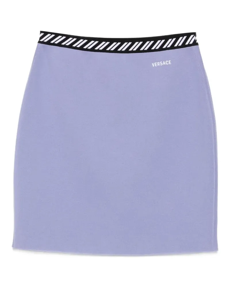 Versace Gestreifter Rock mit Logo-Print - Violett Violett