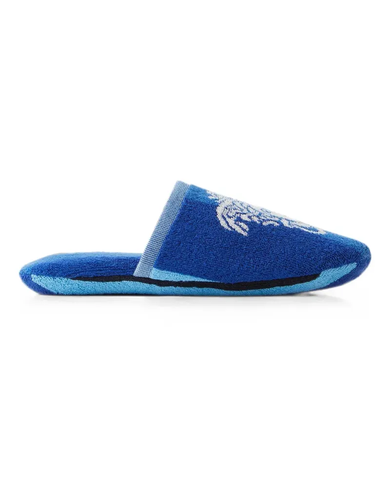 Versace striped cotton-terry jacquard slippers - Blau Blau
