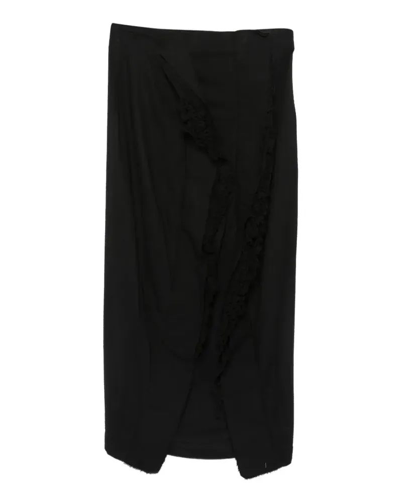 Studiorundholz lace-trim raw-edge midi skirt - Schwarz Schwarz