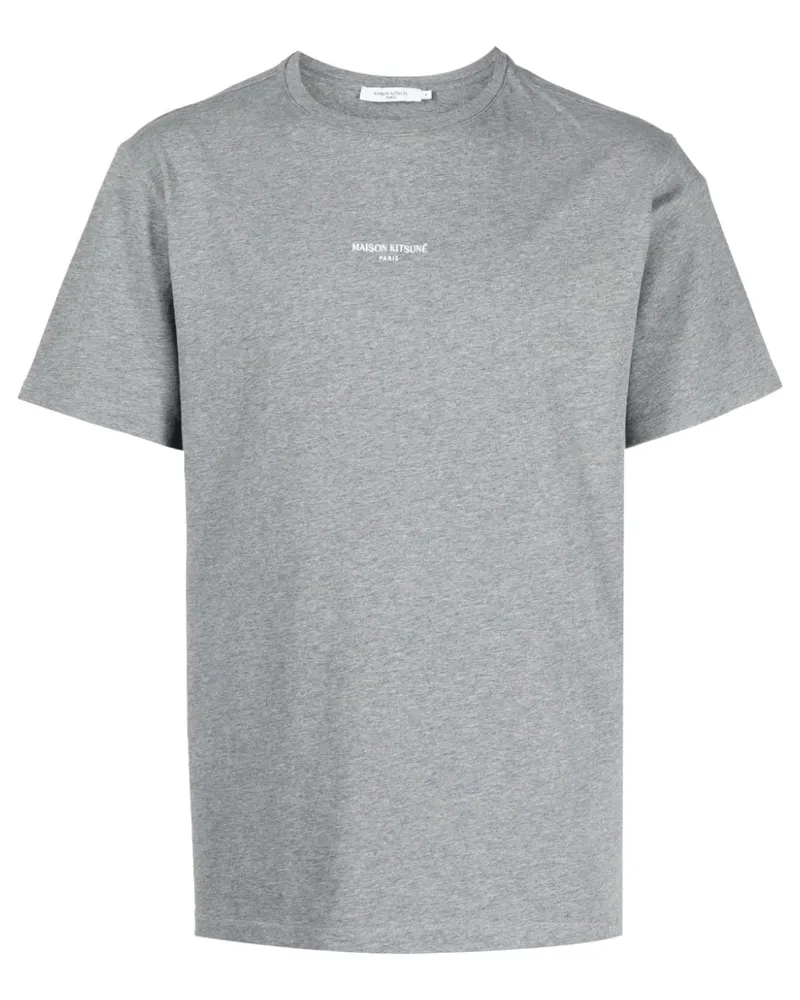 Kitsuné T-Shirt mit Logo-Stickerei - Grau Grau