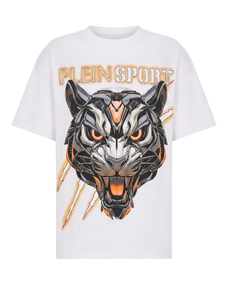 Philipp Plein tiger-print logo-print t-shirt - Weiß Weiß