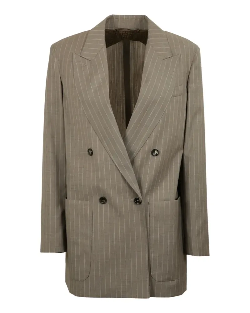 Max Mara Doppelreihiges Sakko mit Nadelstreifen - Braun Braun