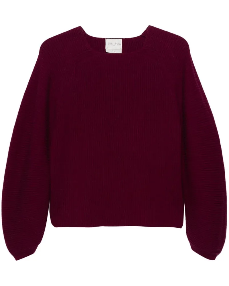 forte_forte Gerippter Pullover mit rundem Ausschnitt Violett