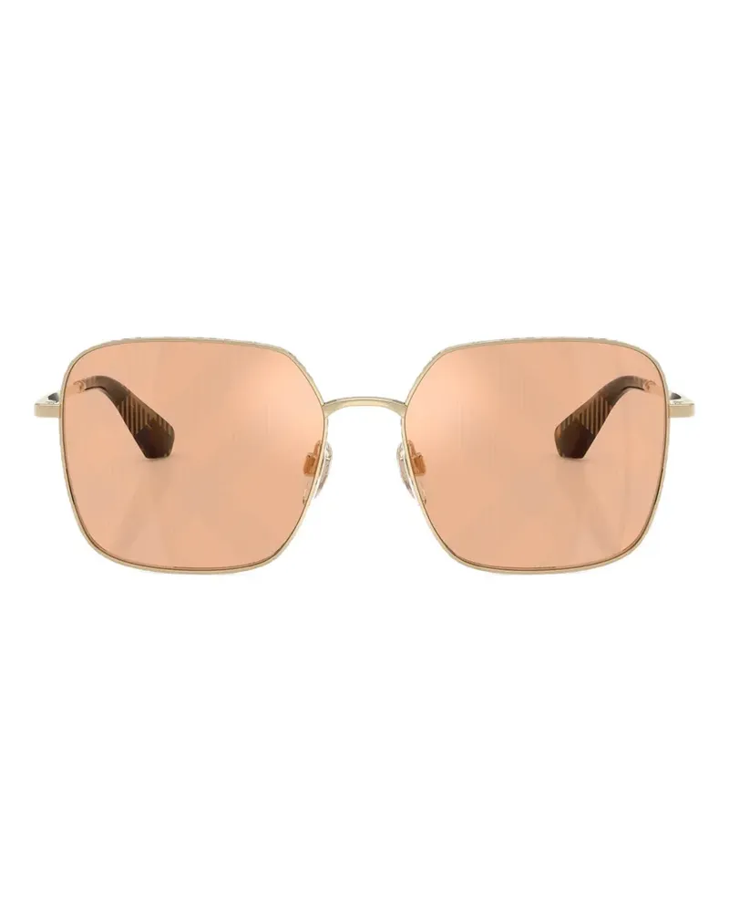 Burberry Sonnenbrille mit quadratischem Gestell und Check-Muster - Gold Gold