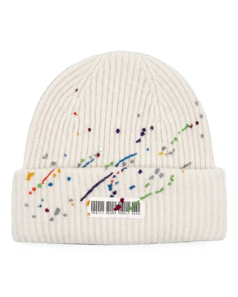 Mostly Heard Rarely Seen Whiplash Barcode Beanie - Nude Nude