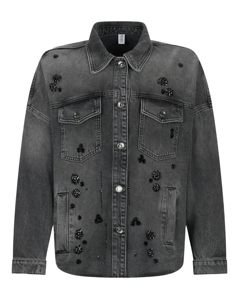 Liu Jo Jeansjacke mit Strassverzierung - Schwarz Schwarz