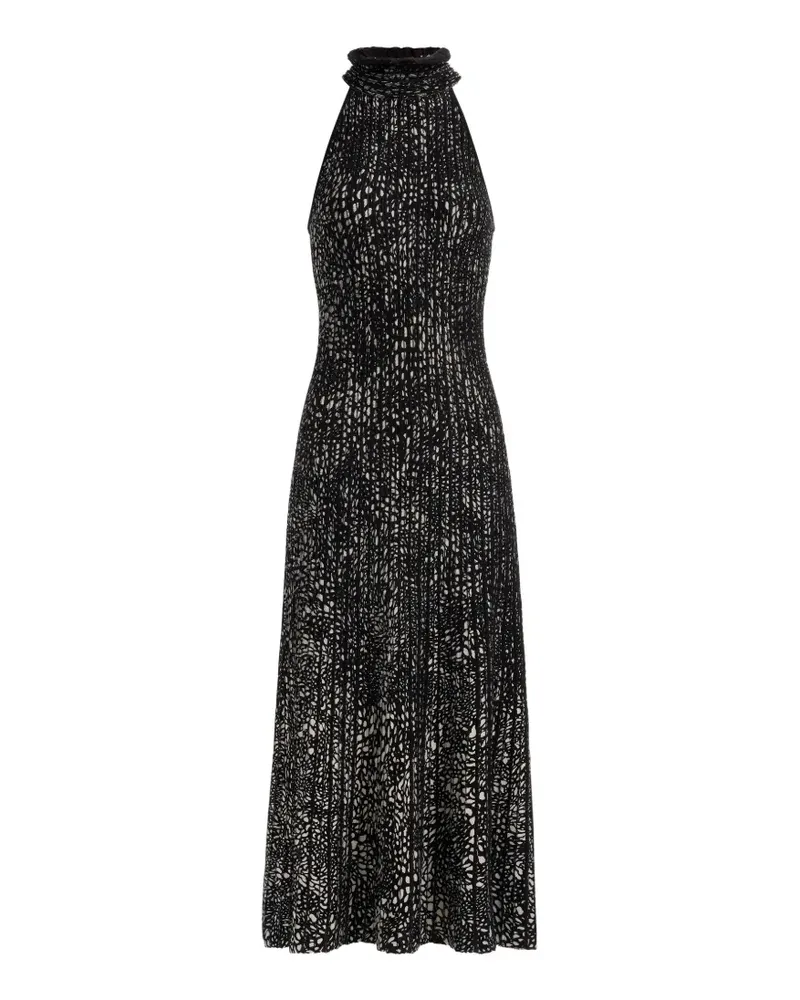 Elie Saab Neckholder-Midikleid mit unregelmäßigen Punkten - Schwarz Schwarz