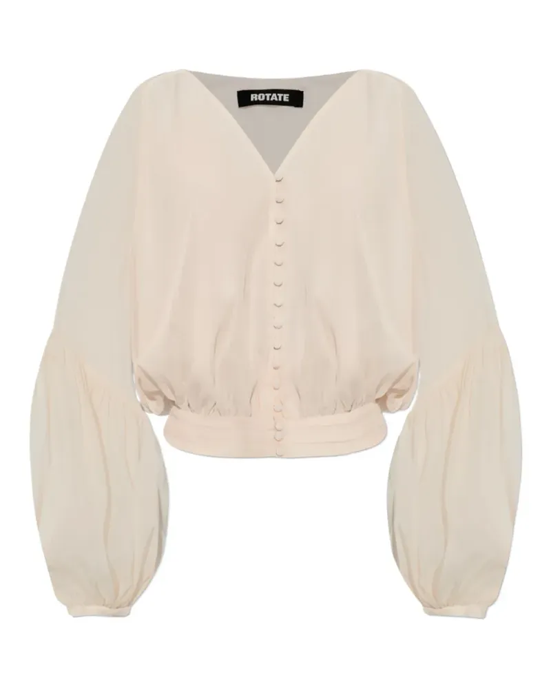 ROTATE Birger Christensen button bishop sleeve blouse - Nude Nude
